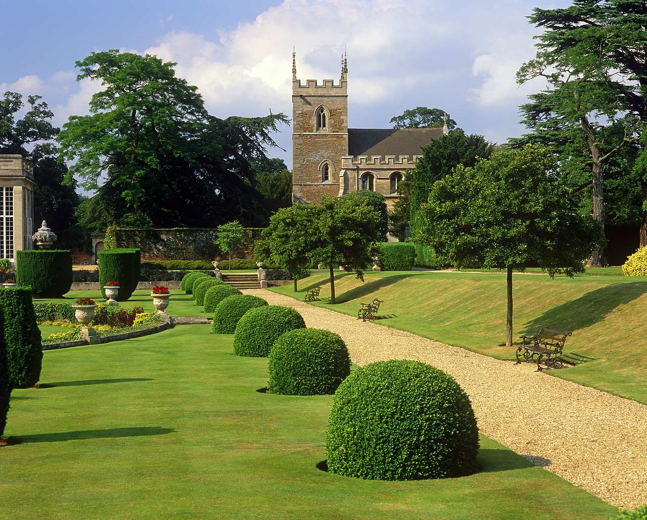 #010330-1 - Garden Path Leading to Church, Belton House, Lincolnshire, England