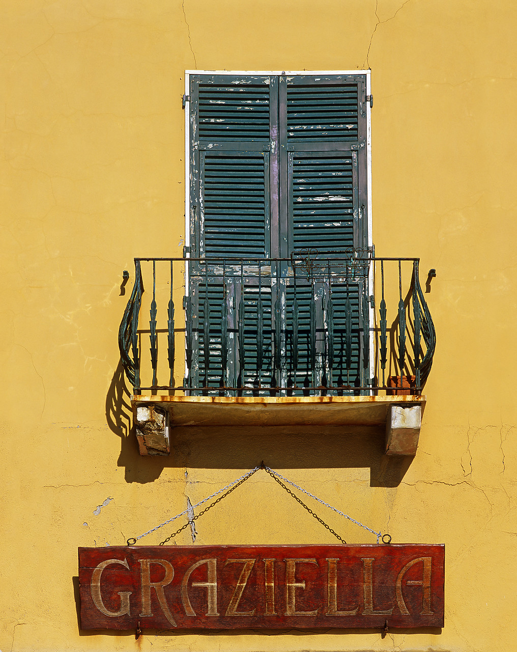 #020208-1 - Balcony & Sign, San Gimignano, Tuscany, Italy