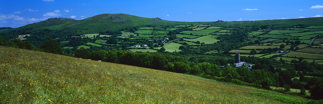 #020647-4 - View over Widecombe in the Moor, Dartmoor National Park, Devon, England