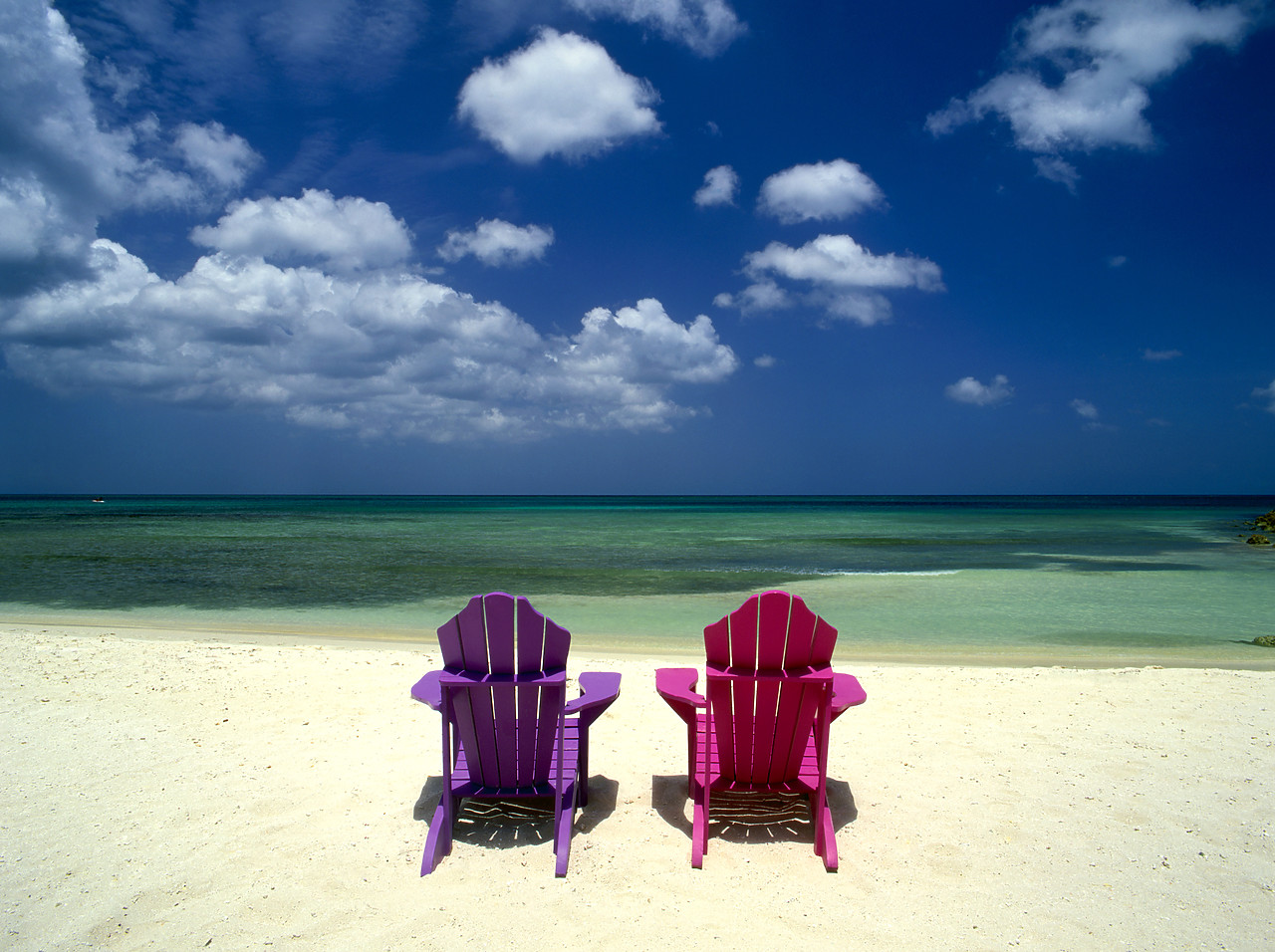 #030323-2 - Sun Chairs on Palm Beach, Aruba, Lesser Antilles, Caribbean