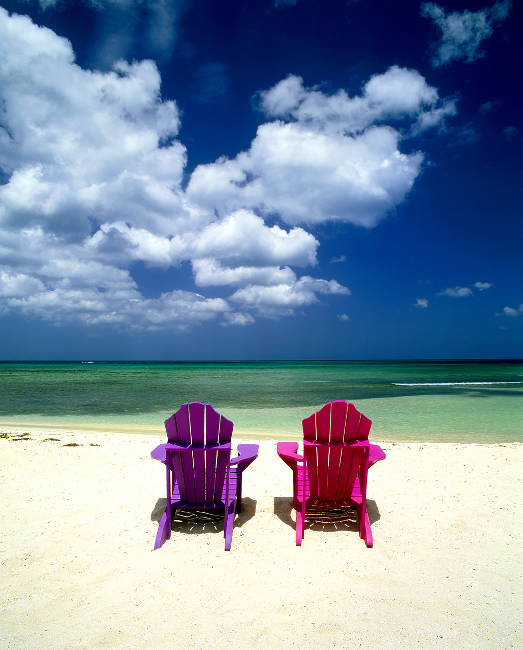 #030323-4 - Sun Chairs on Palm Beach, Aruba, Lesser Antilles, Caribbean