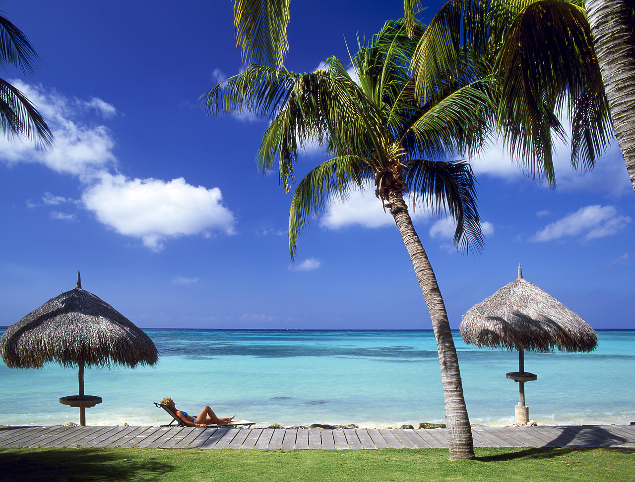 #030342-2 - Woman Relaxing on Beach, Aruba, Lesser Antilles, Caribbean