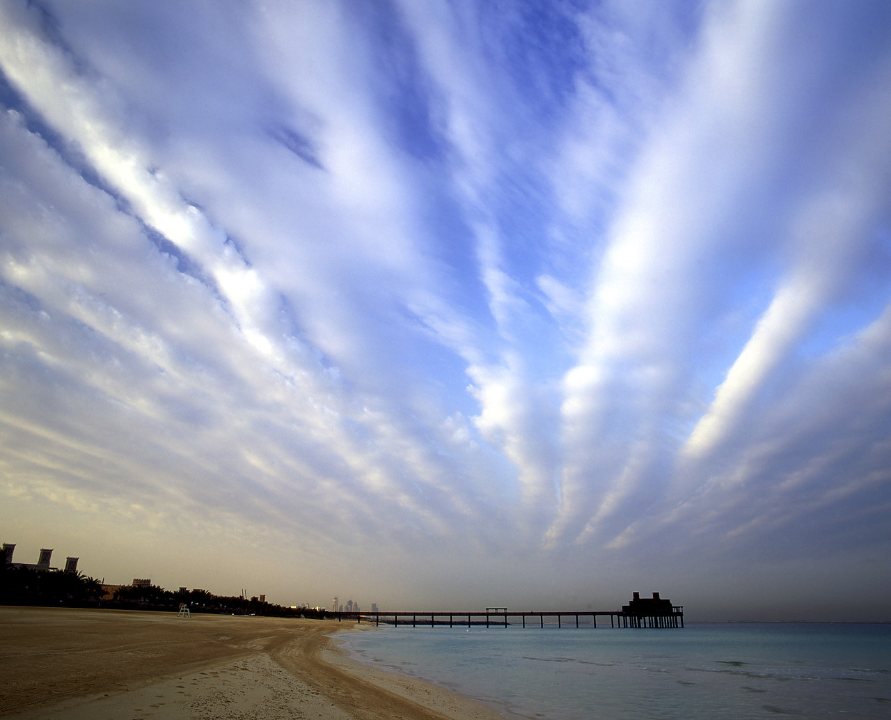 #050046-1 - Cloudscape over Pier, Jumerai Beach, Dubai, UAE