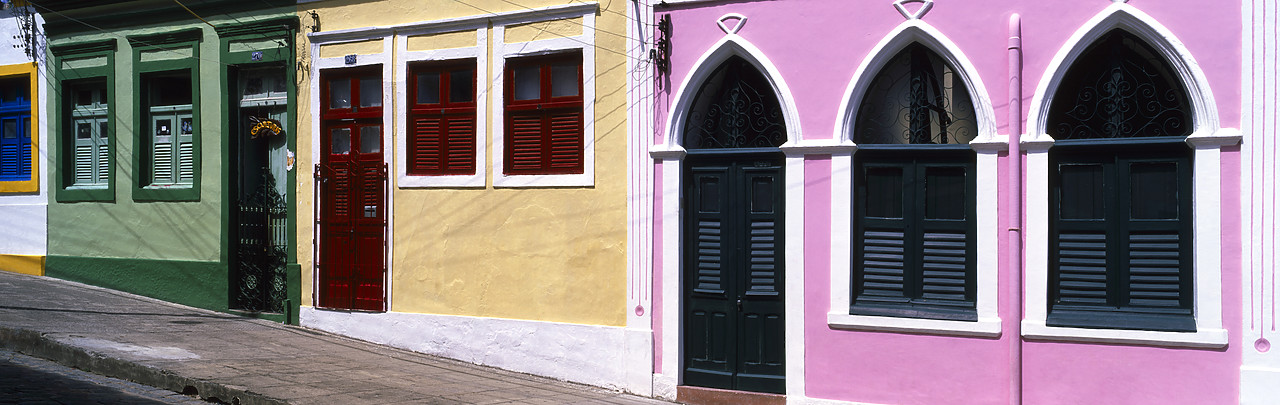 #060002-1 - Colourful Art Deco Building Fronts, Olinda, Brazil