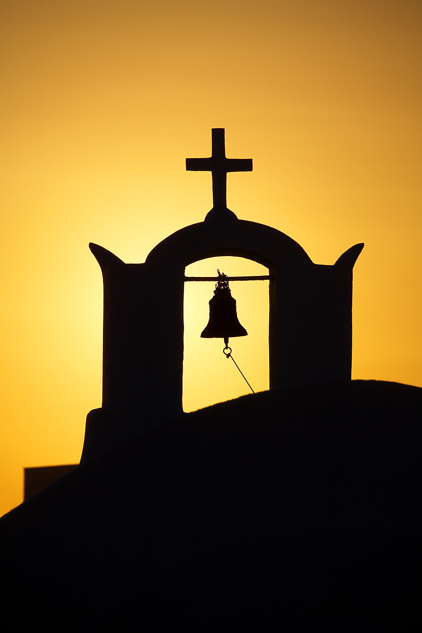 #060249-2 - Church Bell Tower at Sunset, Oia, Santorini, Greece