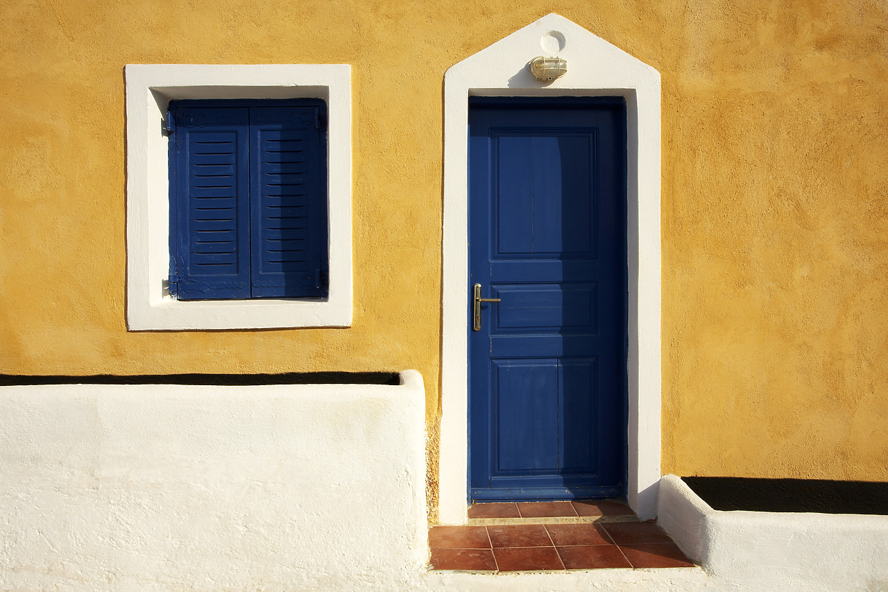 #060257-1 - Colourful Door & Window, Oia, Santorini, Greece