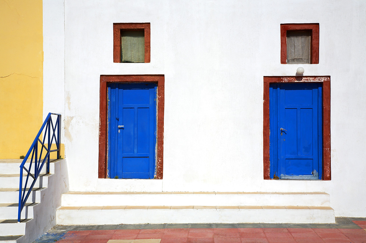 #060263-2 - Blue Doors, Santorini, Greece