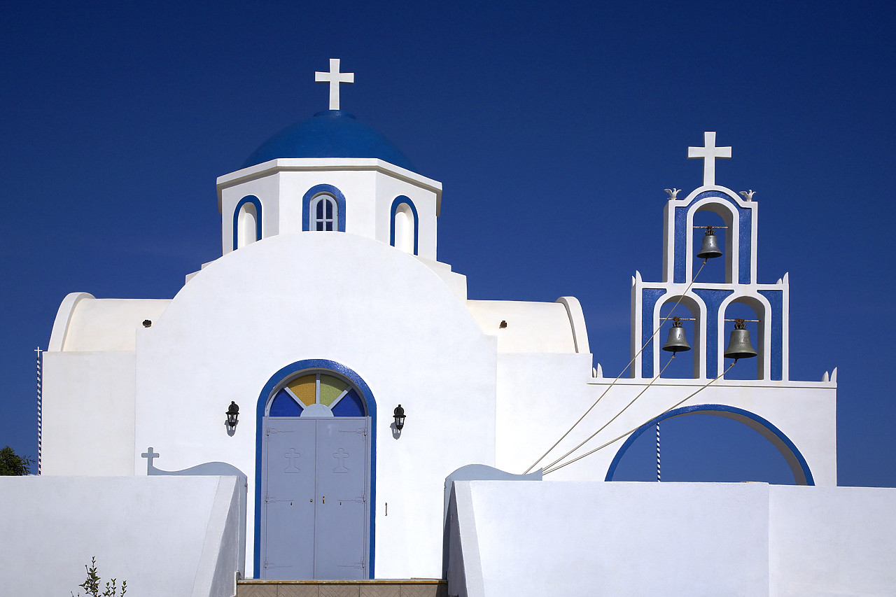 #060265-1 - Blue Domed Church & Bell Tower, Santorini, Greece