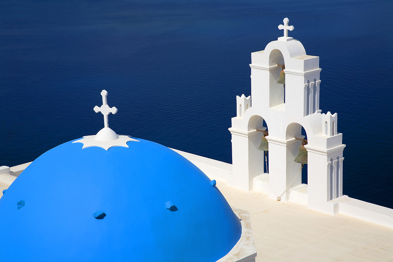 #060269-1 - Blue Domed Church & Bell Tower, Santorini, Greece