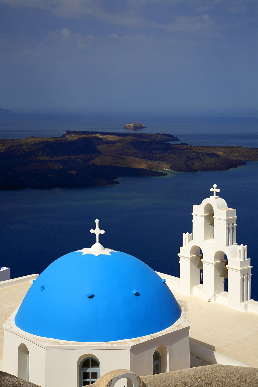 #060271-1 - Blue Domed Church & Bell Tower, Santorini, Greece
