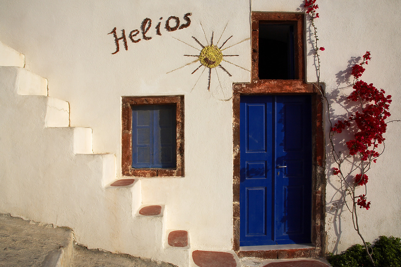 #060273-1 - Blue Door & Steps, Oia, Santorini, Greece