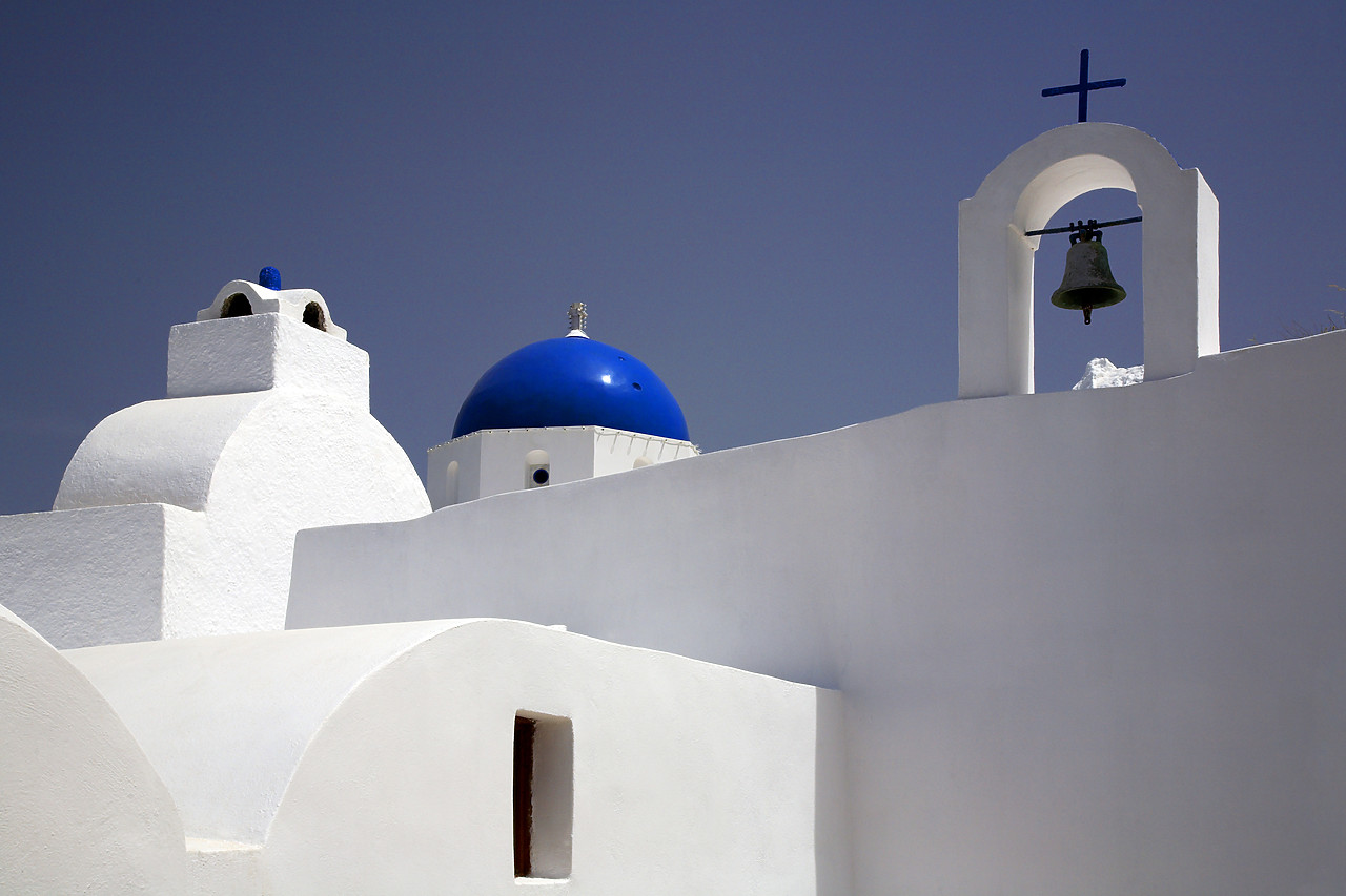 #060280-1 - Blue Domed Church & Bell Tower, Santorini, Greece