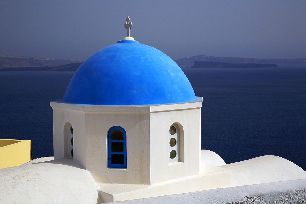 #060283-1 - Blue Domed Church & Bell Tower, Santorini, Greece