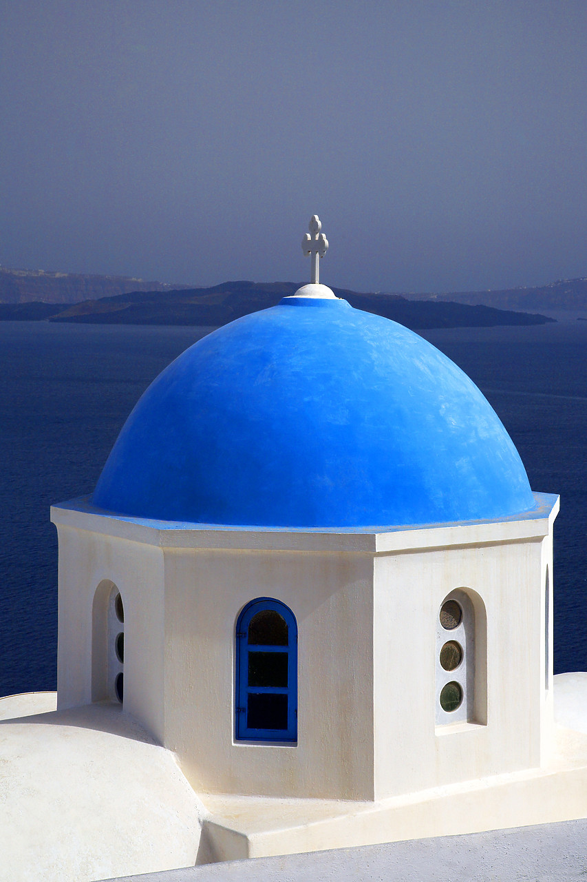 #060283-2 - Blue Domed Church & Bell Tower, Santorini, Greece