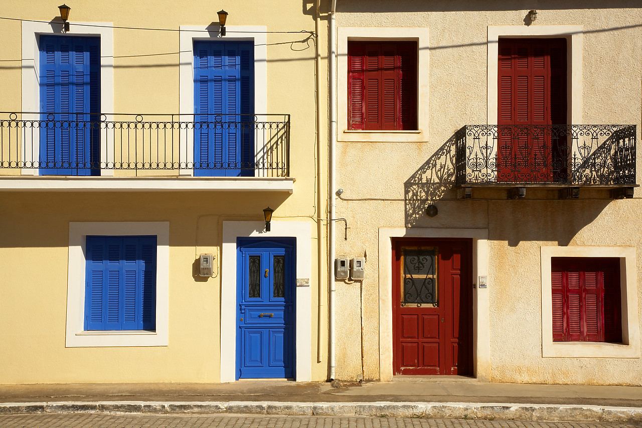 #060303-1 - Red & Blue Doors & Windows, Galaxidi, Greece