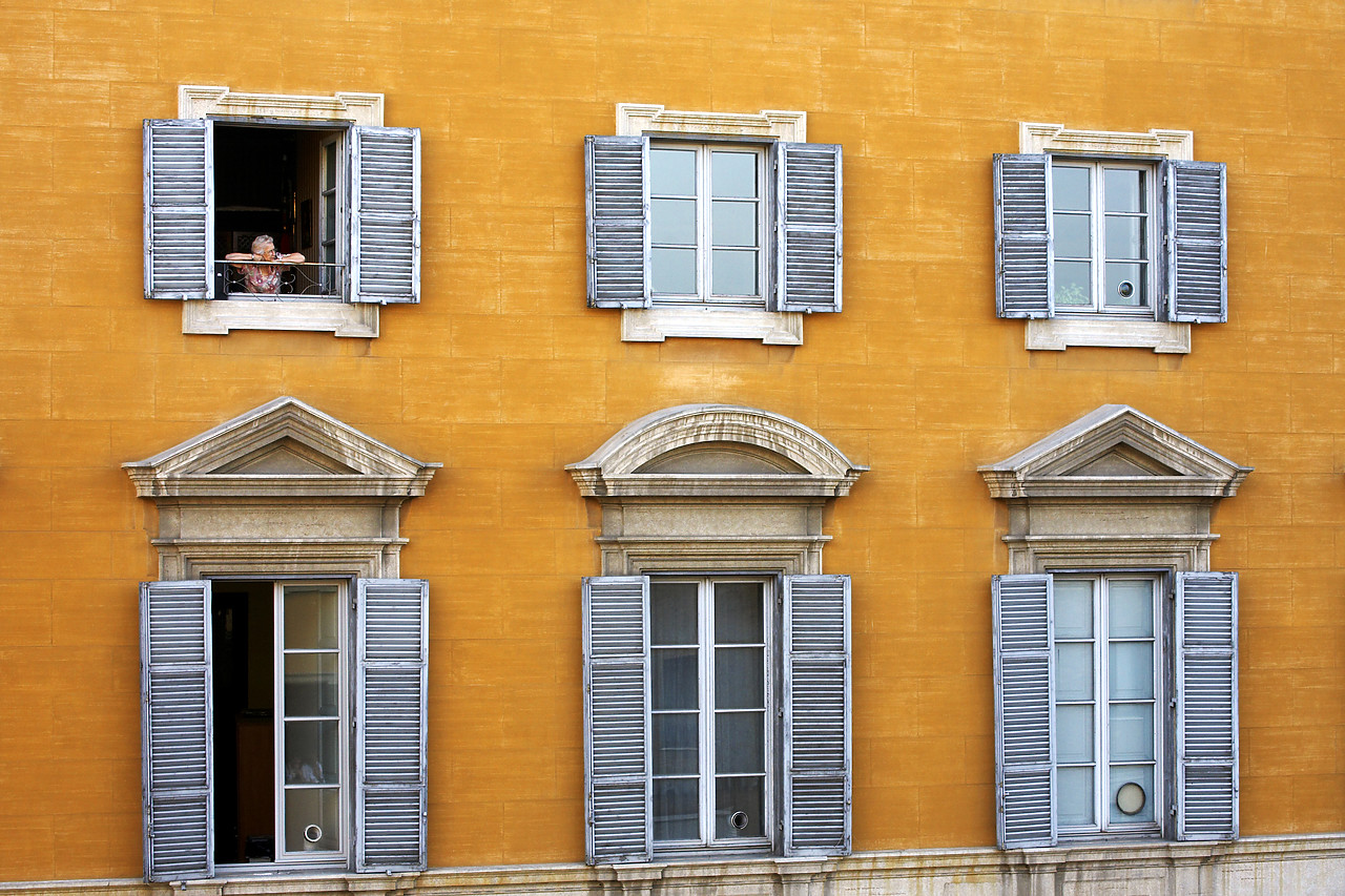 #060427-1 - Old Woman looking out of Window, Rome, Italy