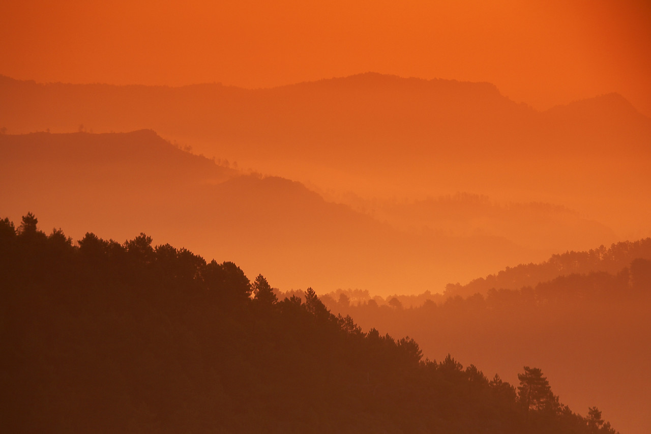 #060483-1 - Dawn over Cevennes National Park, near St. Jean du Gard, Languedoc, France