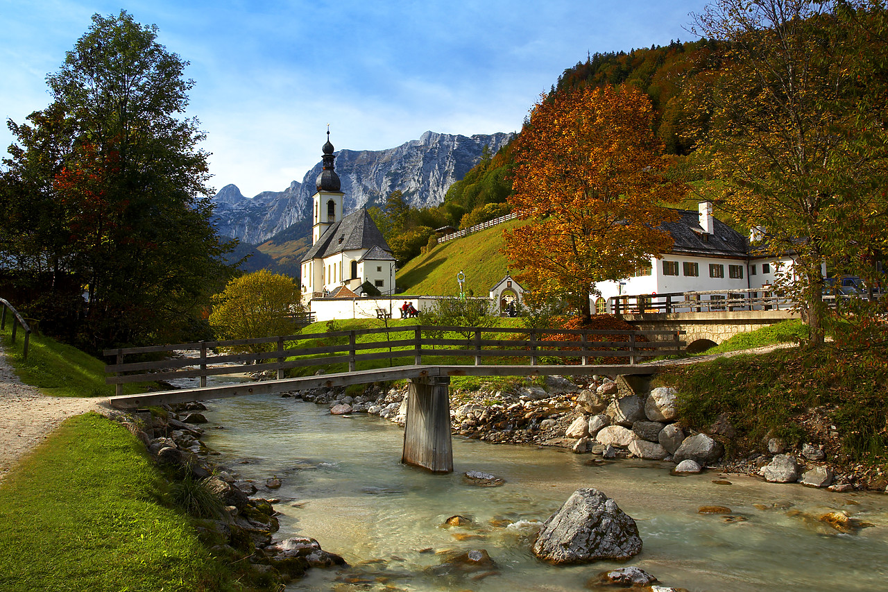 #060550-1 - Church in Autumn, Ramsau, Bavaria, Germany