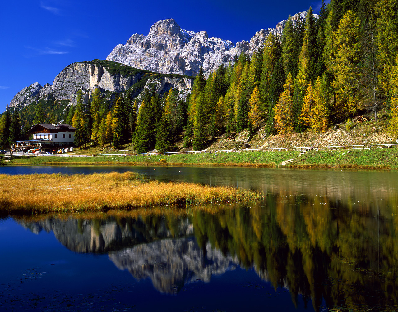 #060608-5 - Lake Antorno Reflections, Dolomites, Italy