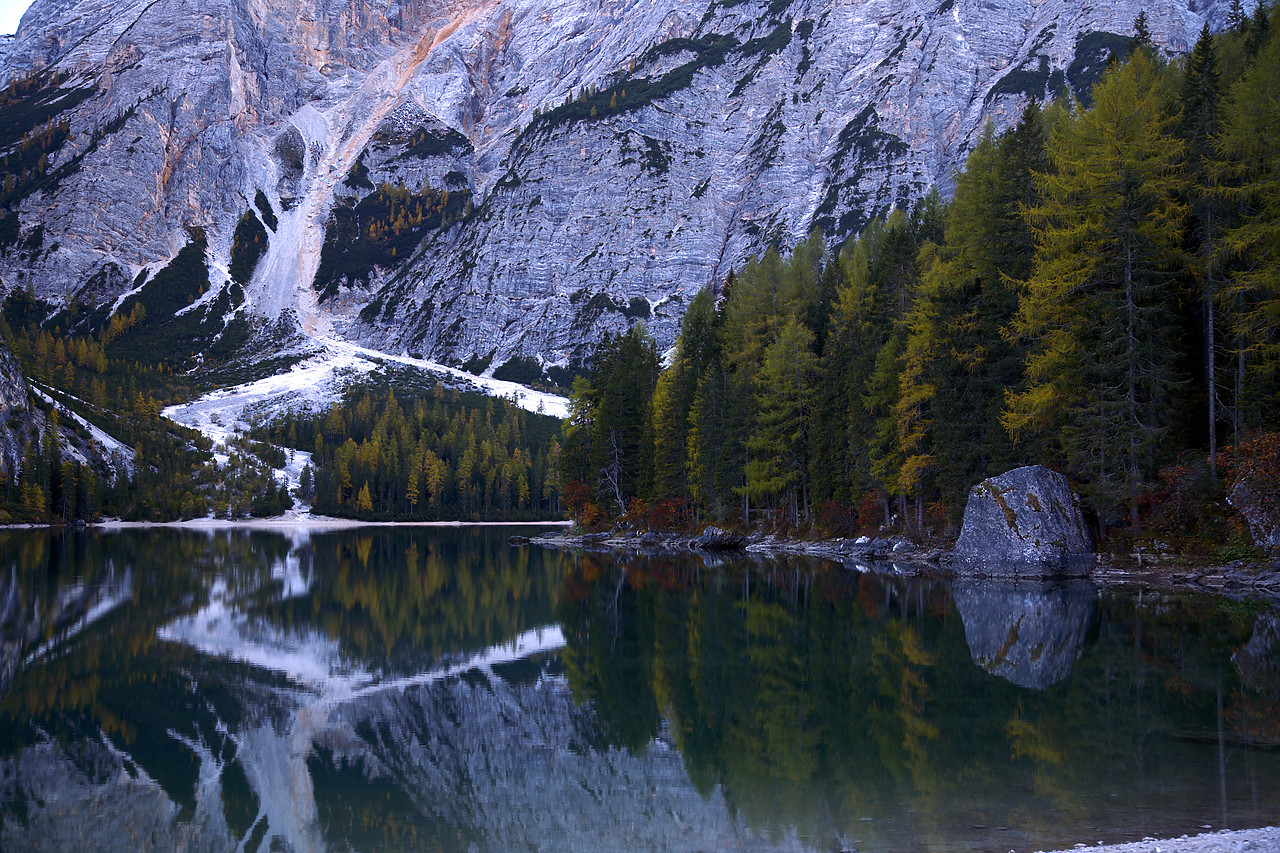 #060620-1 - Lake Reflections, Lago di Braies, Dolomites, Italy