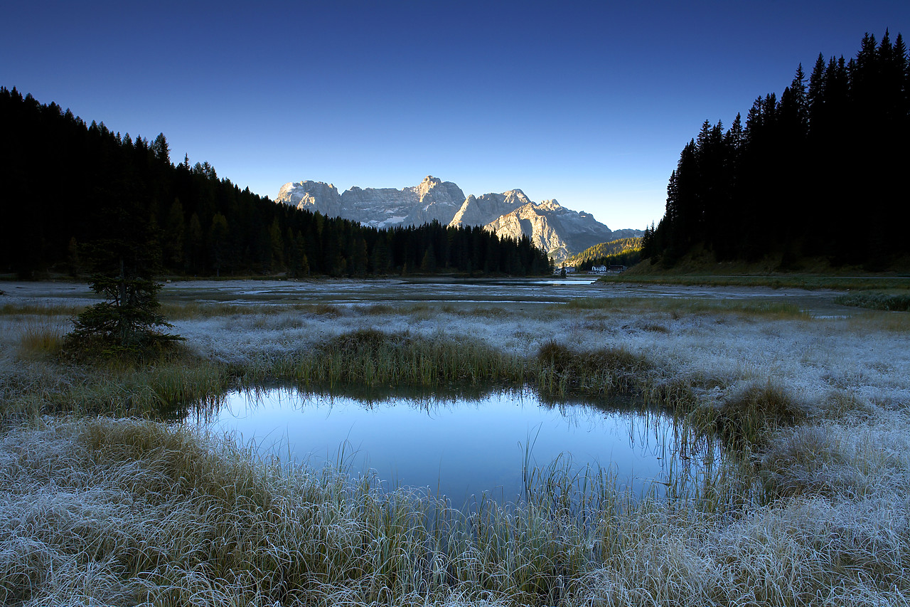 #060621-1 - Meadow Pond in Frost, near Lake Misurina, Dolomites, Italy