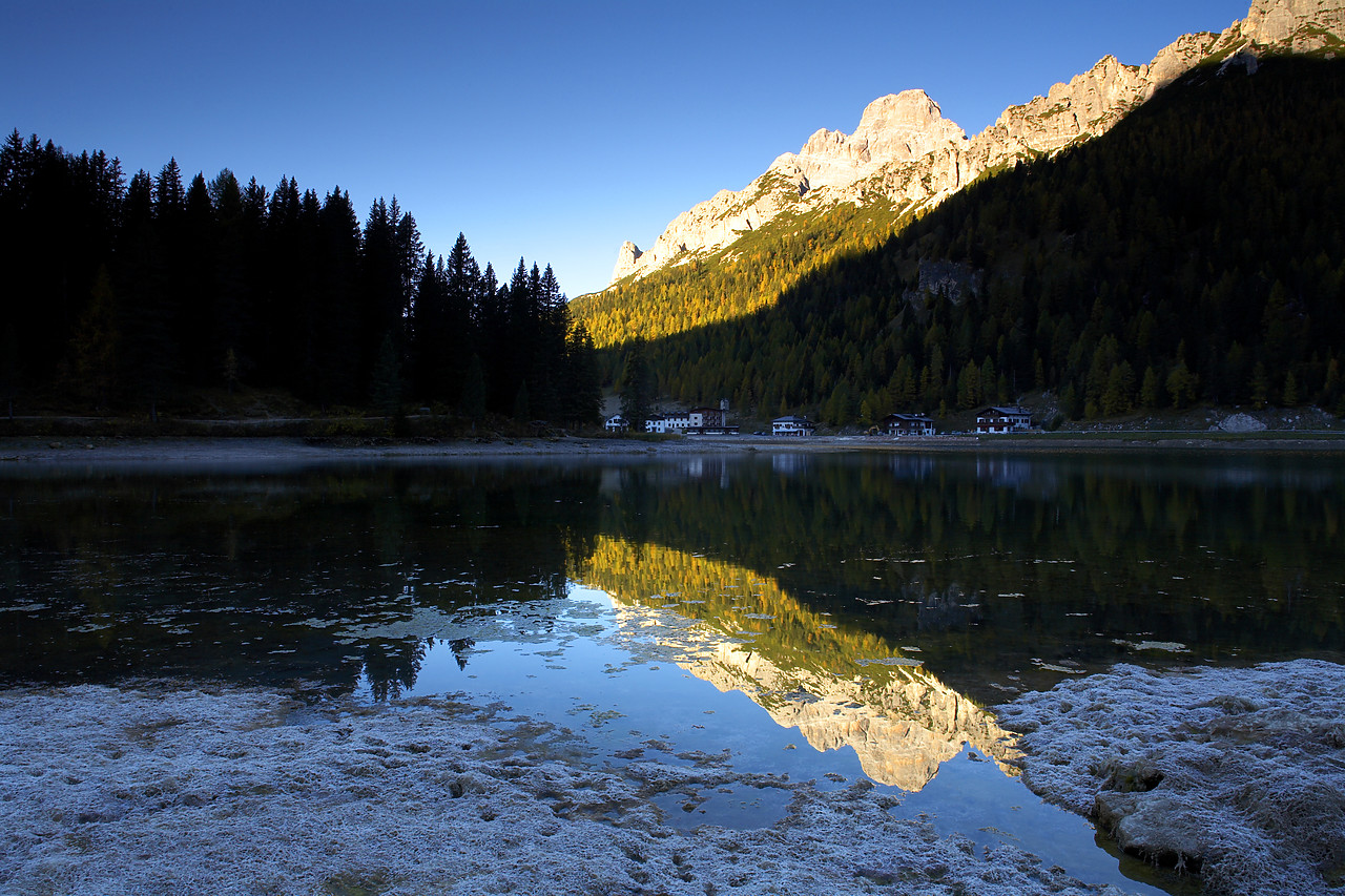 #060622-1 - Reflection of Dolomites in Lake Misurina, Italy