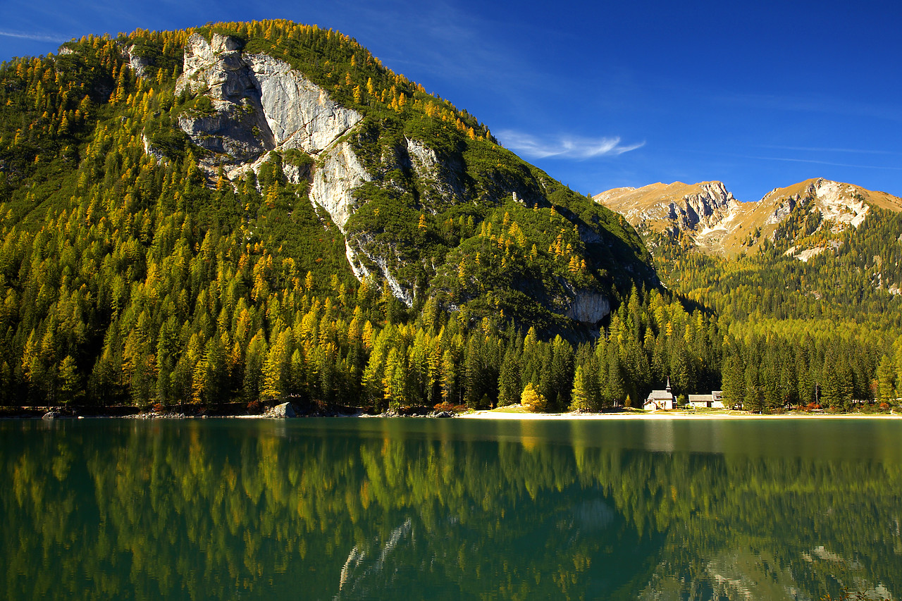 #060637-4 - Church at Lago di Braies, Dolomites, South Tyrol, Italy