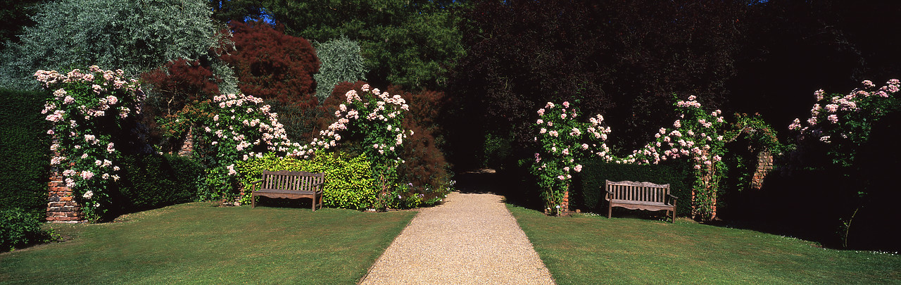 #060786-1 - Garden Path & Benches, Newby Hall Gardens, North Yorkshire, England