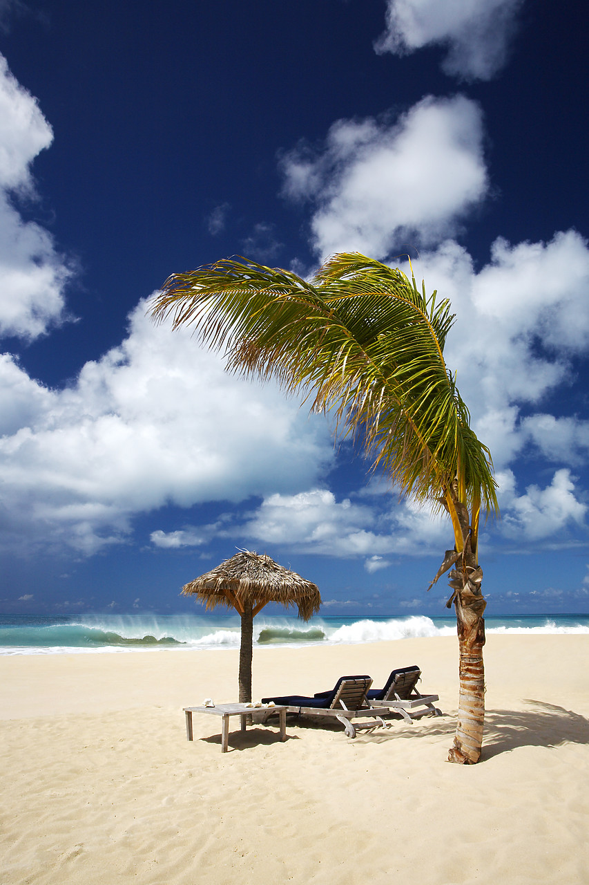 #070004-2 - Lounge Chairs on Beach, Barbuda, Caribbean, West Indies