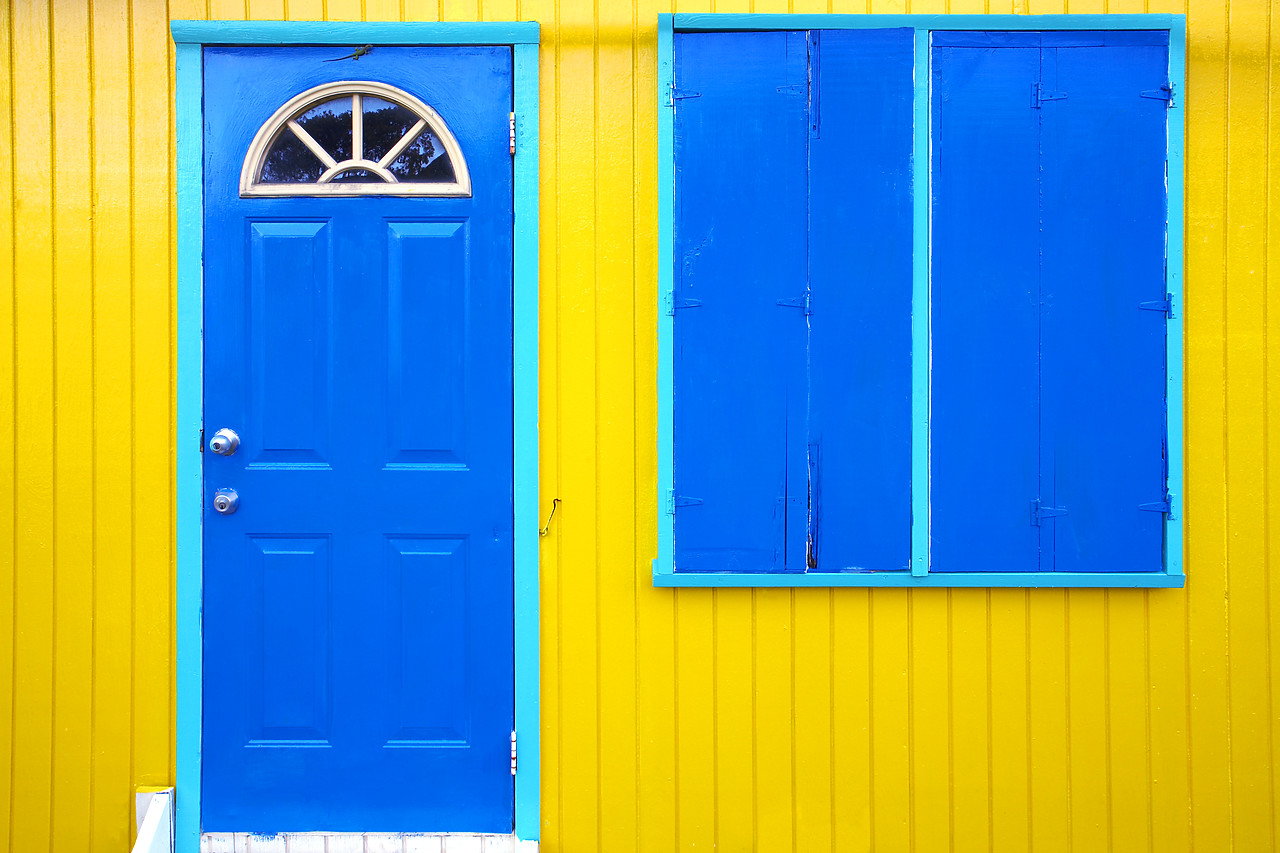 #070035-1 - Colourful House Details, Antigua, Caribbean, West Indies