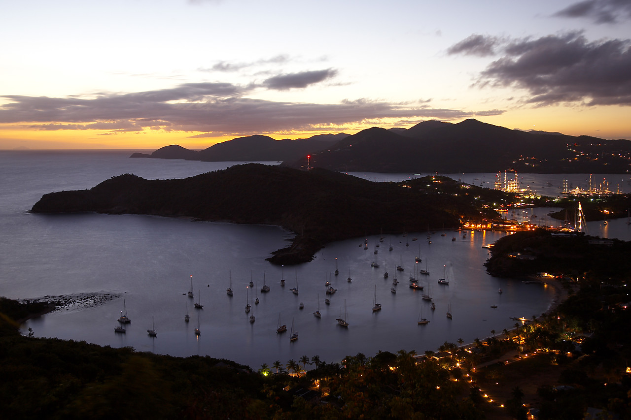 #070052-1 - View over Nelson's Dockyard at Night, Antigua, Caribbean, West Indies