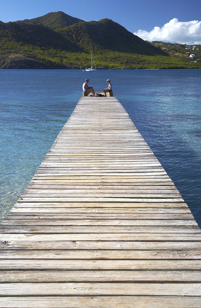 #070053-2 - Couple Sitting on Jetty, Antigua, Caribbean, West Indies