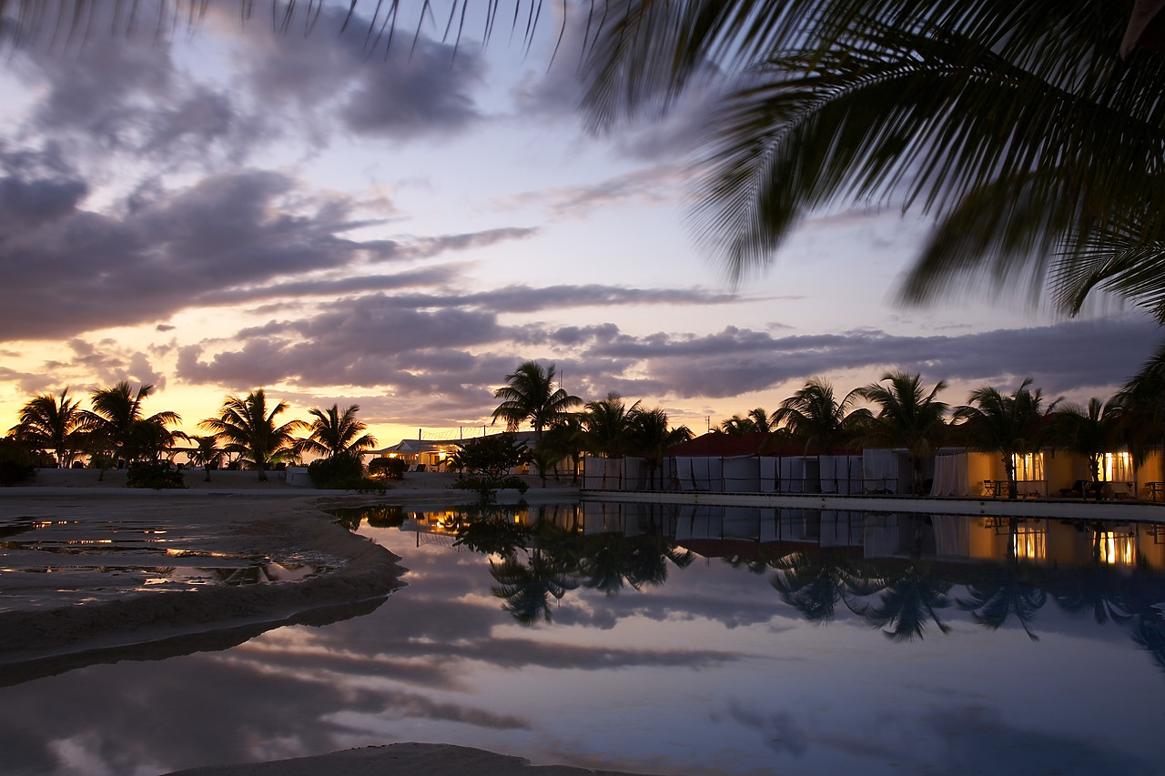 #070078-1 - Evening Sky Reflection at Tropical Resort, The Beach House, Barbuda, Caribbean, West Indies