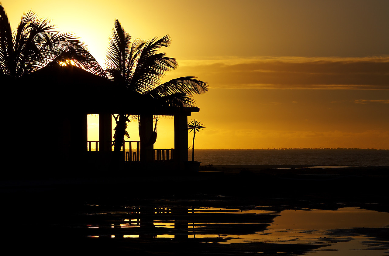 #070080-1 - Beach House at Sunset, Barbuda, Caribbean, West Indies