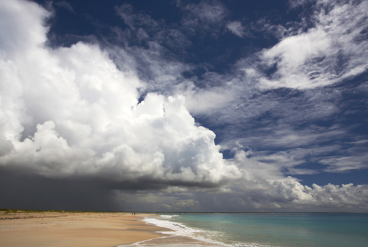 #070084-1 - Cloudscape over Couple on Beach, Barbuda, Caribbean, West Indies