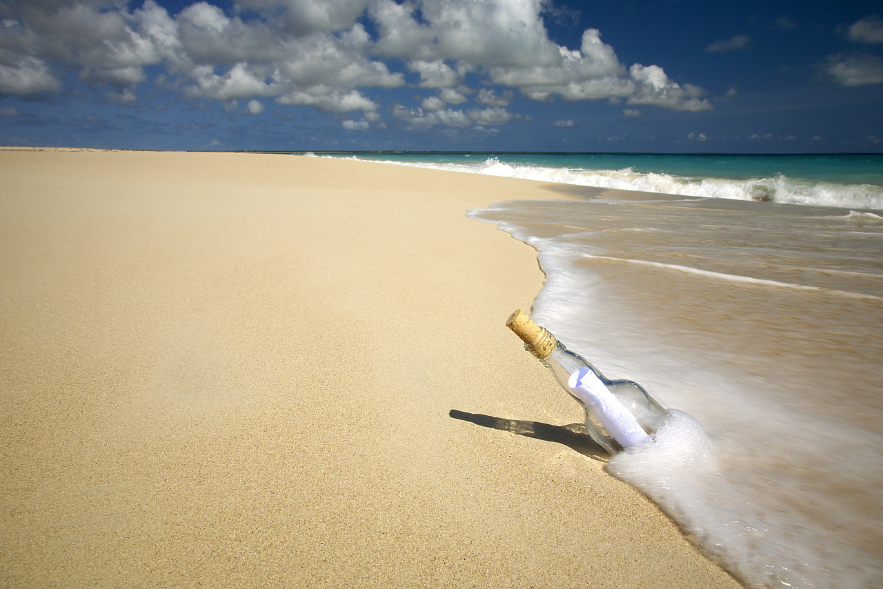 #070110-1 - Message in a Bottle, Barbuda, Caribbean, West Indies