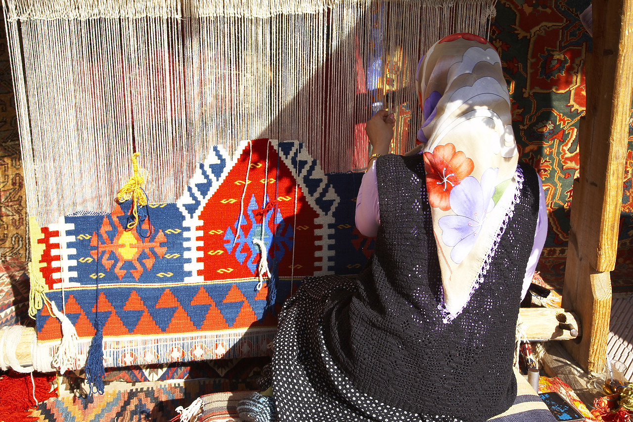 #070213-1 - Woman Weaving Carpet, Goreme, Cappadocia, Turkey