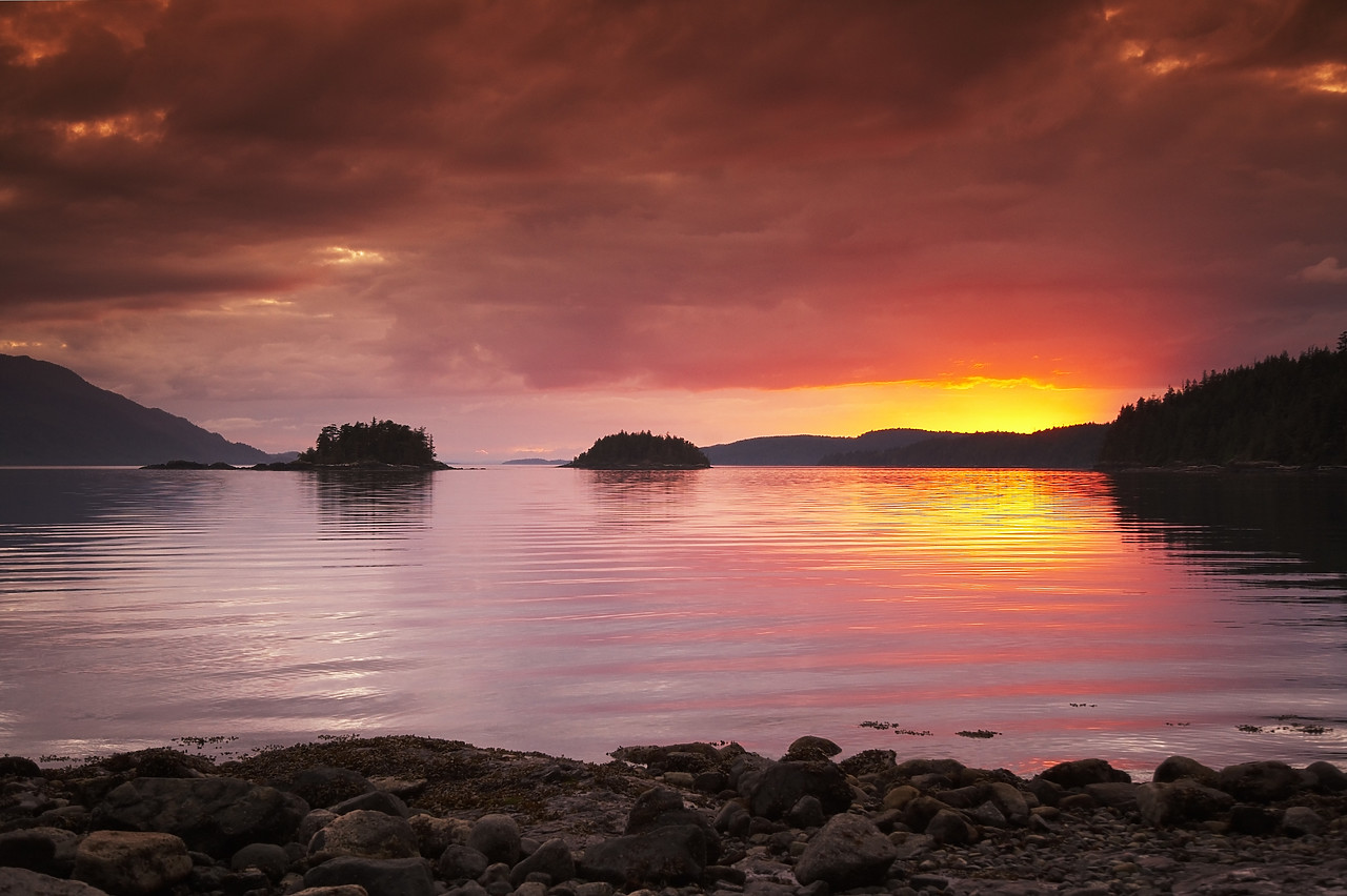 #070302-1 - Johnston Strait at Sunset, off Vancouver Island, British Columbia, Canada