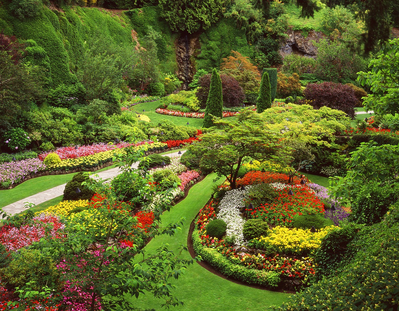 #070314-1 - The Sunken Garden, Butchart Gardens, Victoria, Vancouver Island, British Columbia, Canada