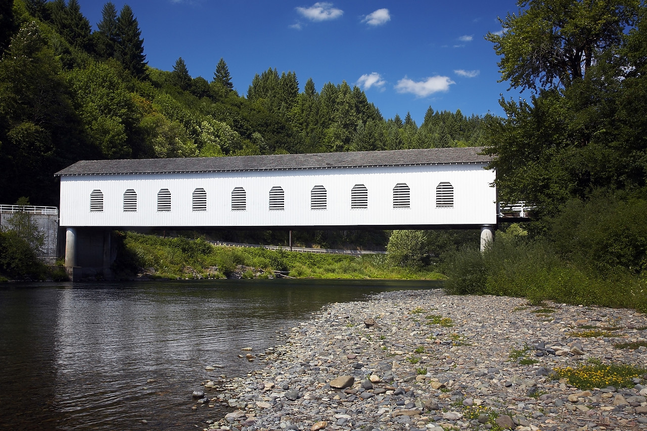 #070347-1 - Covered Bridge over McKenzie River, Vida, Oregon, USA