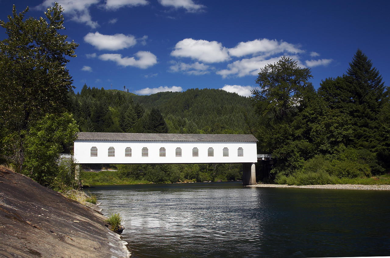 #070348-1 - Covered Bridge over McKenzie River, Vida, Oregon, USA