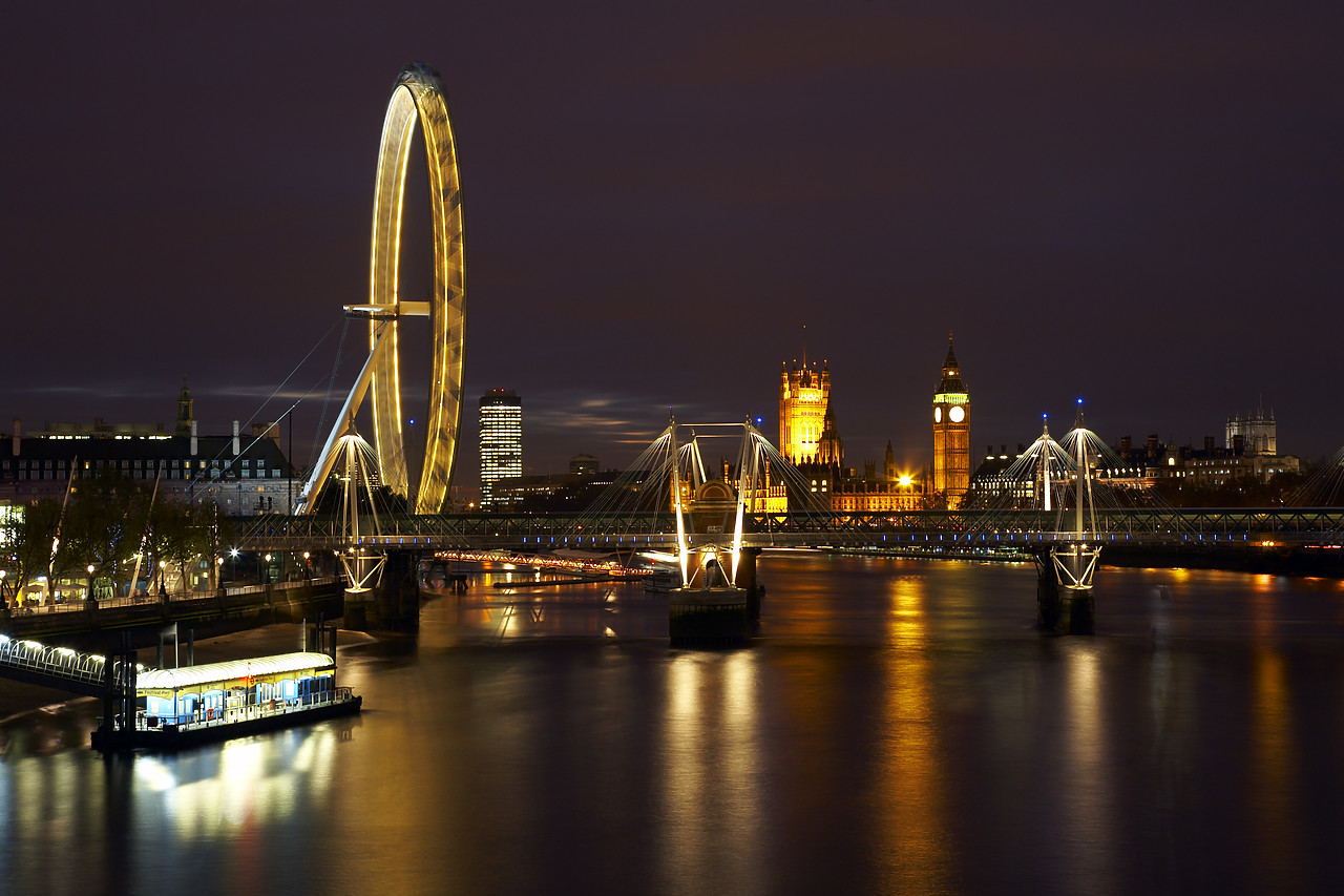 #070487-1 - London Eye & Houses of Parliament at Night, London, England