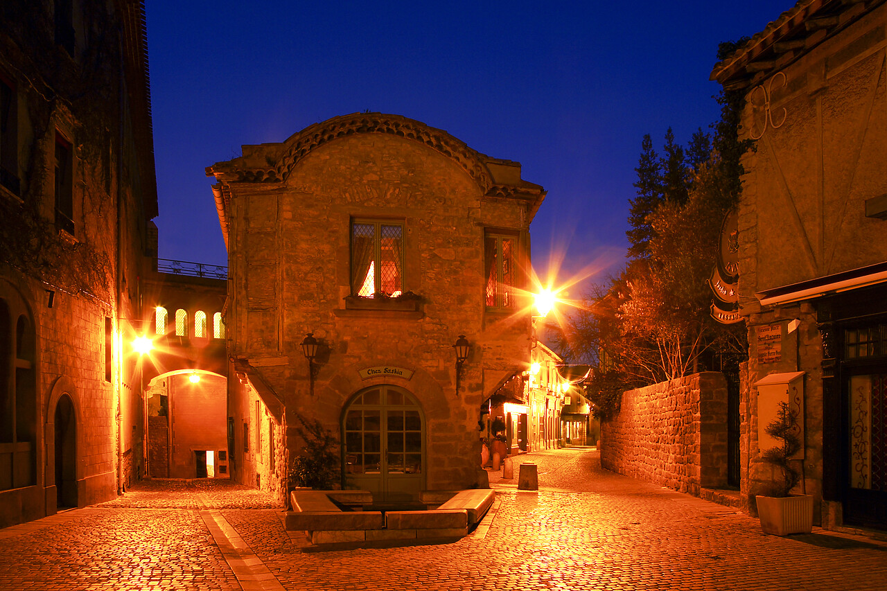 #070513-1 - Streets of Carcassonne at Night, Languedoc, France