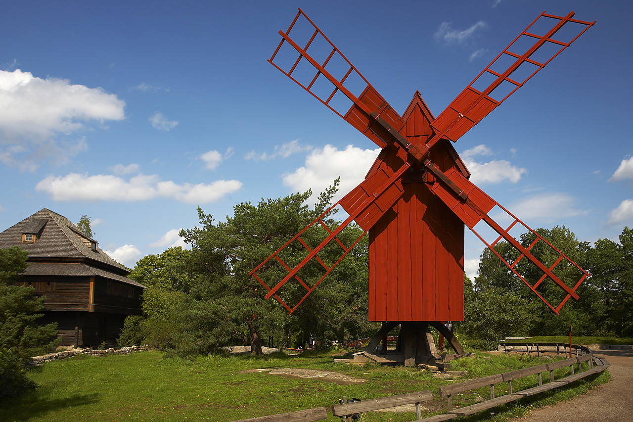 #080226-1 - Traditional Red Windmill, Skansen, Stockholm, Sweden