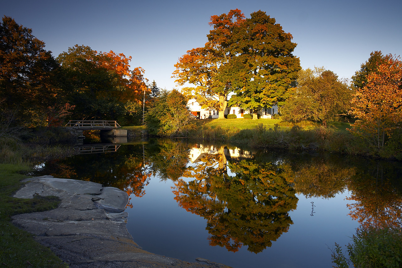 #080281-1 - Autumn Trees Reflecting in Bristol Dam, Bristol, Maine, USA