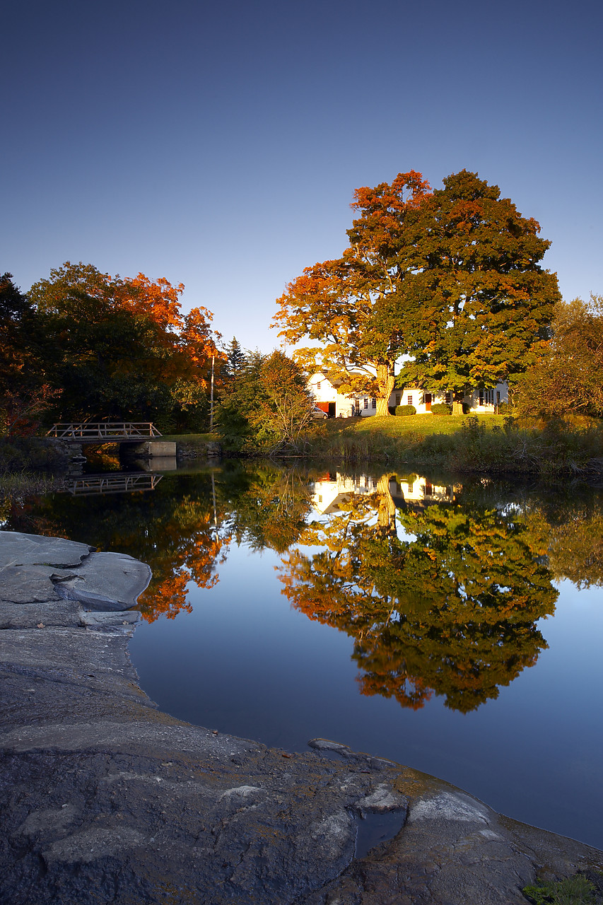 #080281-2 - Autumn Trees Reflecting in Bristol Dam, Bristol, Maine, USA