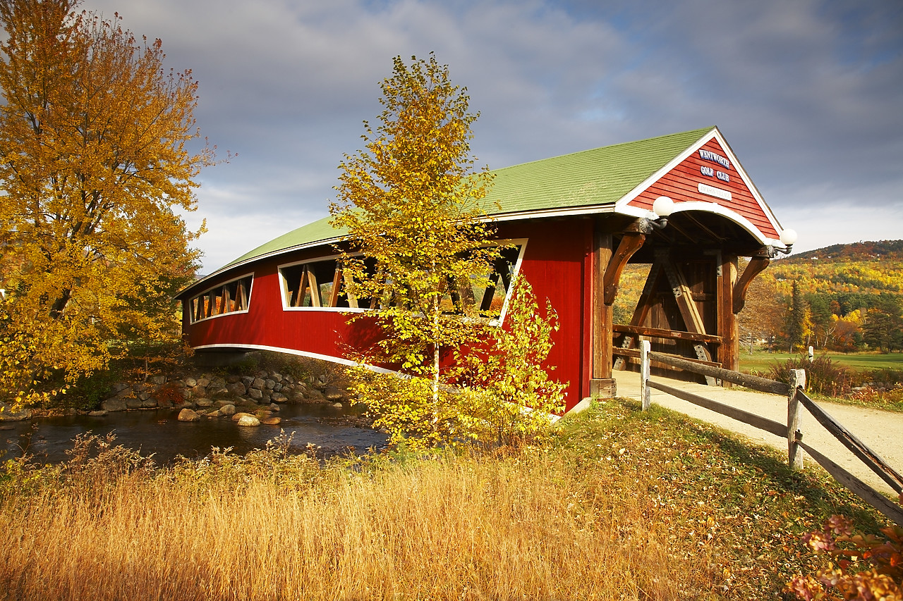 #080318-1 - Jackson Covered Bridge in Autumn, New Hampshire, USA