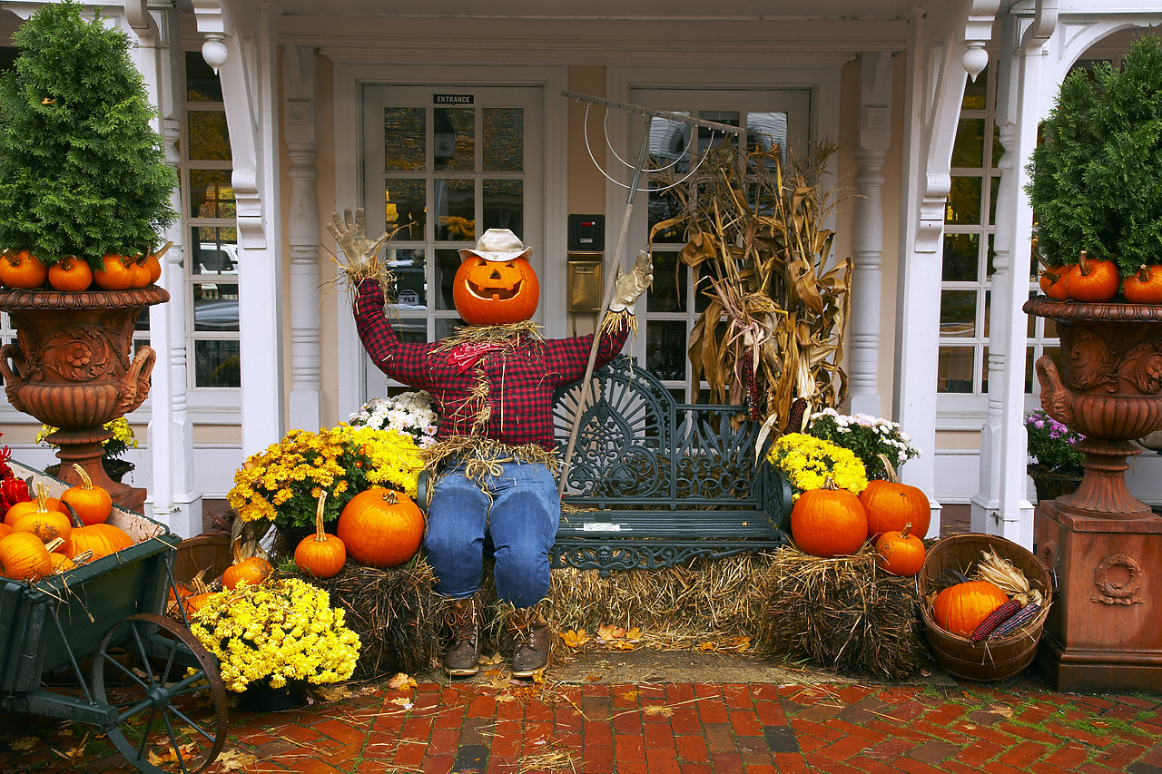 #080352-1 - Porch in Autumn, Woodstock, Vermont, USA