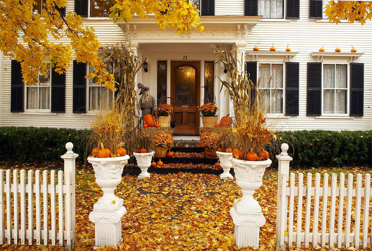 #080353-1 - Porch in Autumn, Woodstock, Vermont, USA