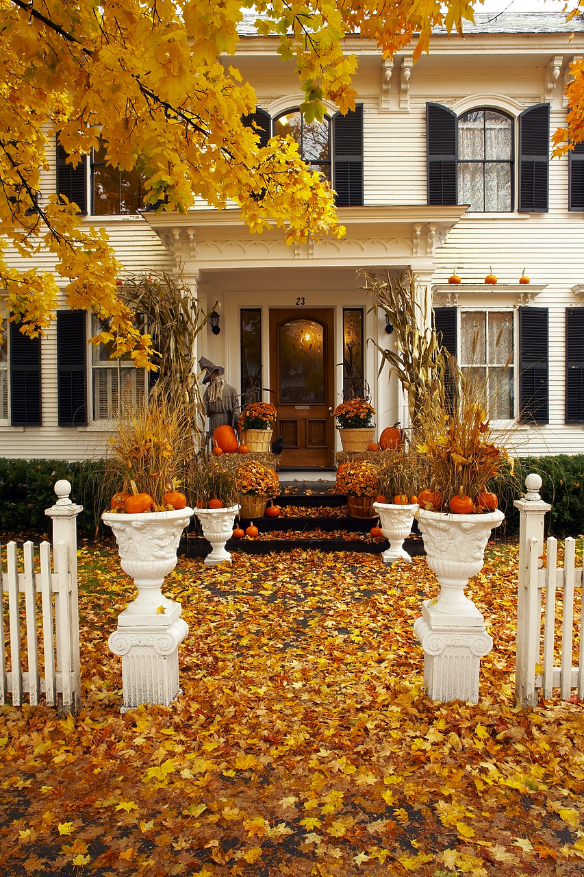 #080353-2 - Porch in Autumn, Woodstock, Vermont, USA